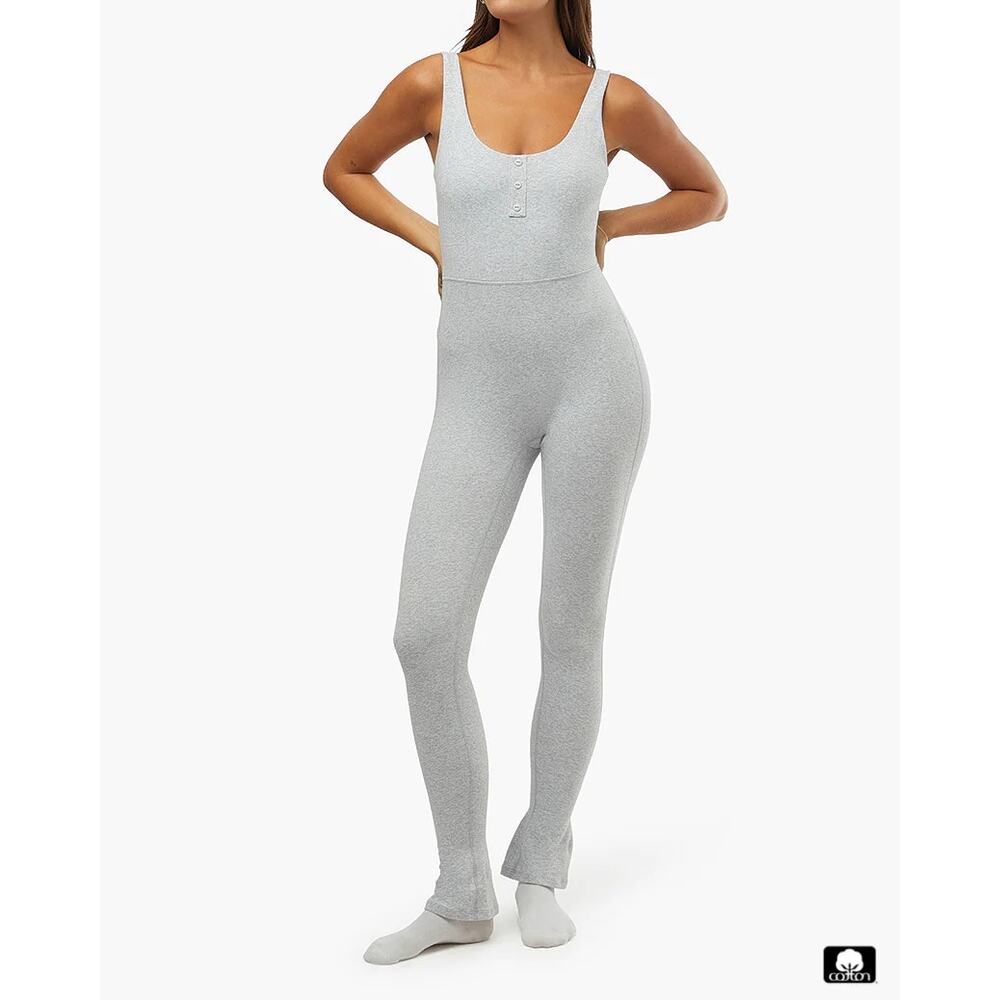 Sleeveless Bodysuit Jumpsuit Grey Knit One Piece Leggings Bottoms Loungewear